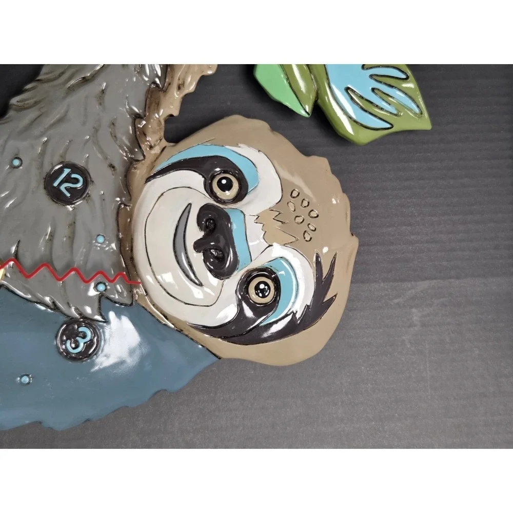 Allen Designs Studio Slow Poke Sloth Whimsical Wall Clock Colorful Fun Retro